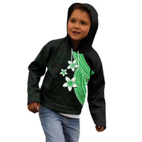 Polynesian Kid Hoodie With Plumeria Flower Green LT6 - Polynesian Pride