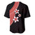 Polynesian Baseball Jersey With Plumeria Flower Red LT6 - Polynesian Pride