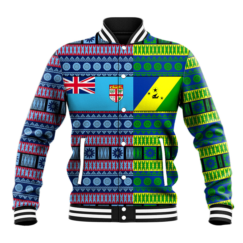 (Custom Personalised) Fiji Malampa Baseball Jacket Tribal Patterns LT6 Unisex Blue - Polynesian Pride