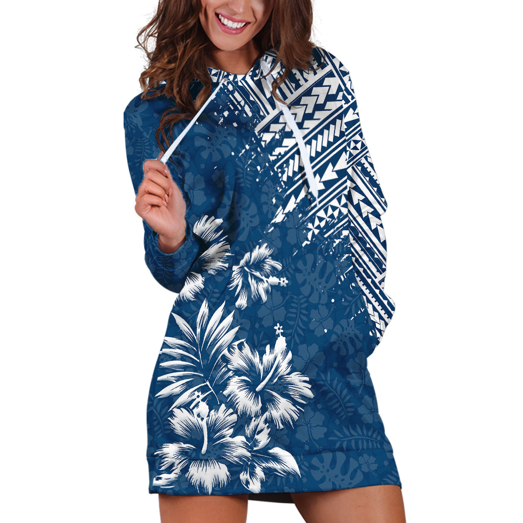 Hawaii Summer Hoodie Dress Mix Polynesian Dark Blue LT6 Blue - Polynesian Pride