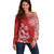 Hawaii Summer Off Shoulder Sweater Mix Polynesian Red LT6 Women Red - Polynesian Pride