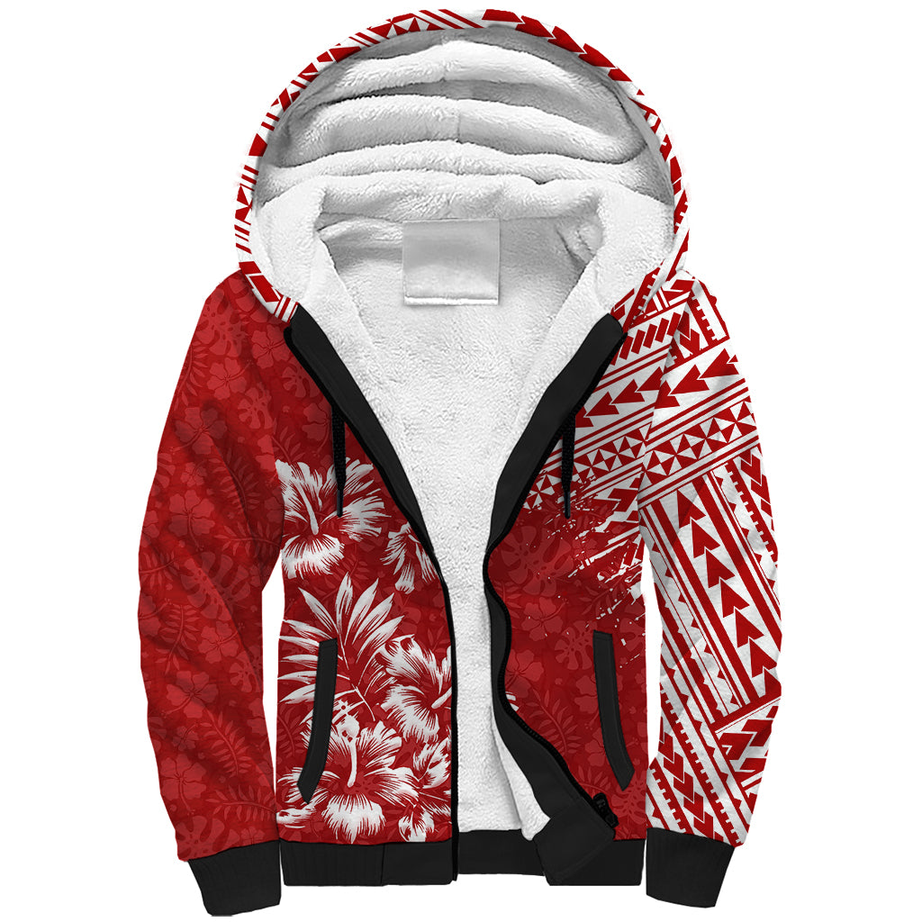 Hawaii Summer Sherpa Hoodie Mix Polynesian Red LT6 Unisex Red - Polynesian Pride