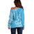 Hawaii Summer Off Shoulder Sweater Mix Polynesian Light Blue LT6 - Polynesian Pride