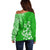 Hawaii Summer Off Shoulder Sweater Mix Polynesian Green LT6 - Polynesian Pride