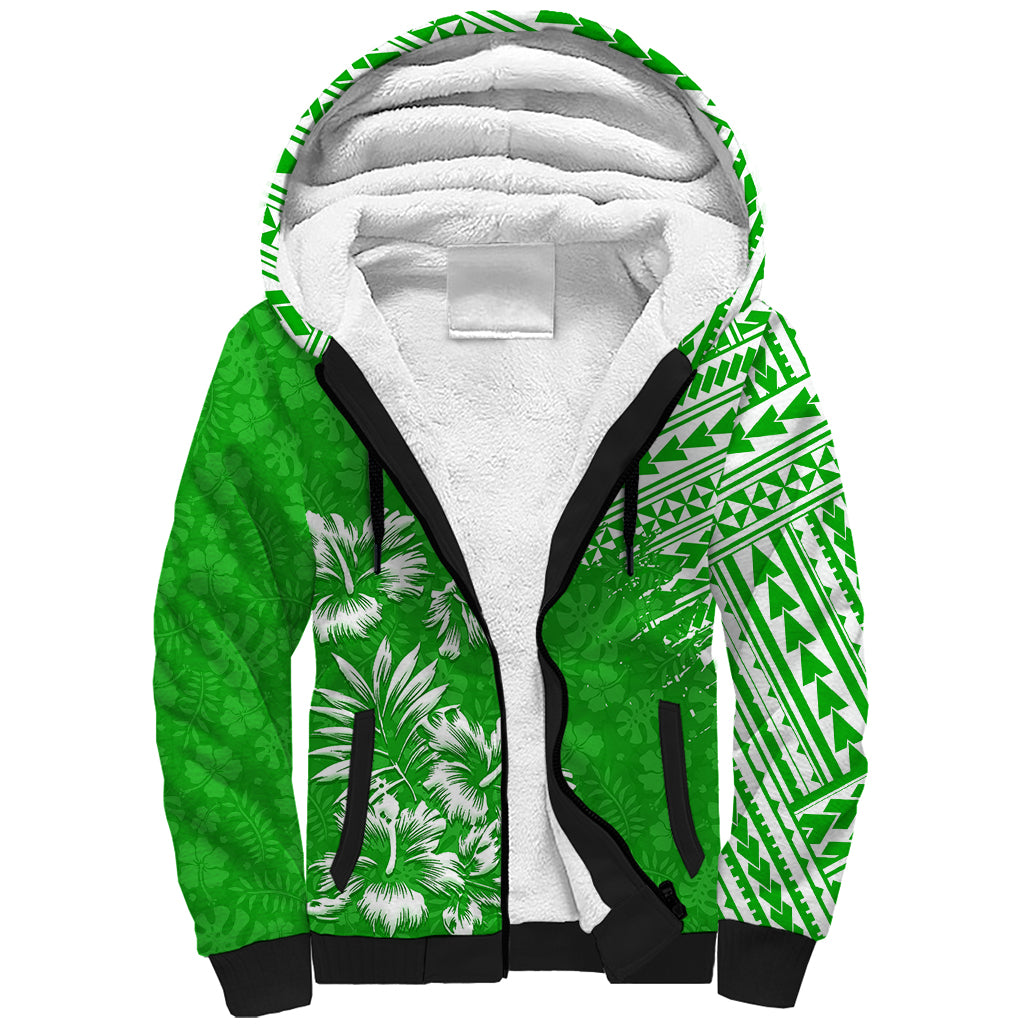 Hawaii Summer Sherpa Hoodie Mix Polynesian Green LT6 Unisex Green - Polynesian Pride