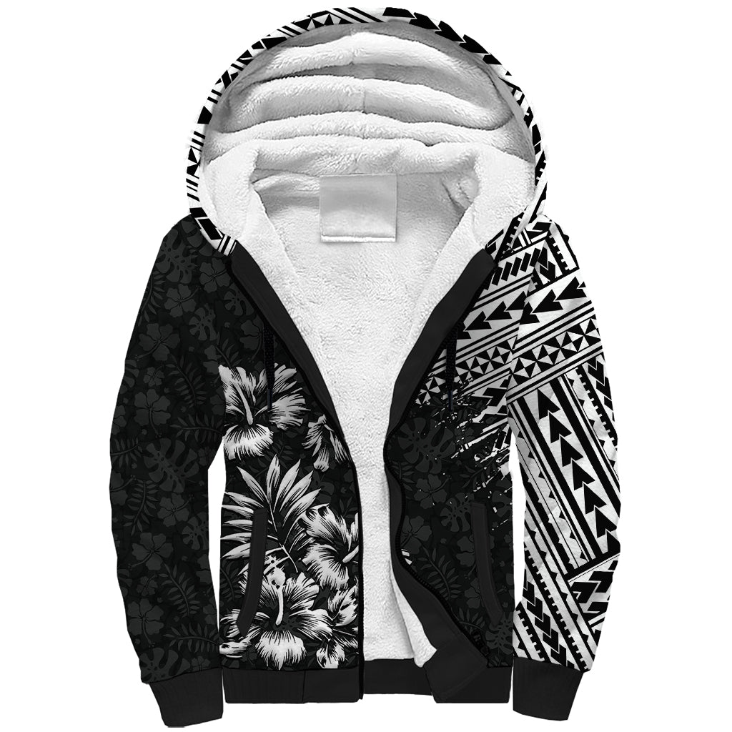 Hawaii Summer Sherpa Hoodie Mix Polynesian Black LT6 Unisex Black - Polynesian Pride