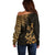 Hawaii Summer Off Shoulder Sweater Mix Polynesian Gold LT6 - Polynesian Pride