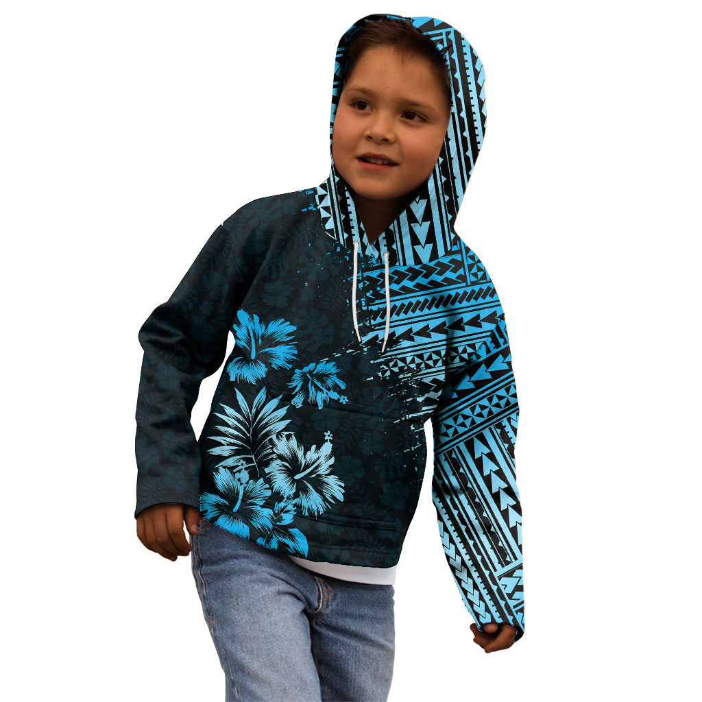 Hawaii Summer Kid Hoodie Mix Polynesian Black-Blue LT6 - Polynesian Pride