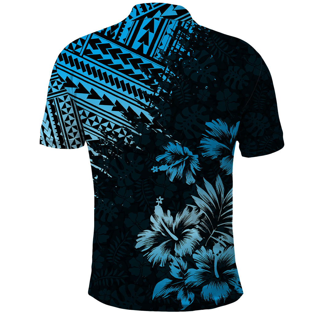 Hawaii Summer Polo Shirt - Mix Polynesian Black Blue LT6 - Polynesian Pride