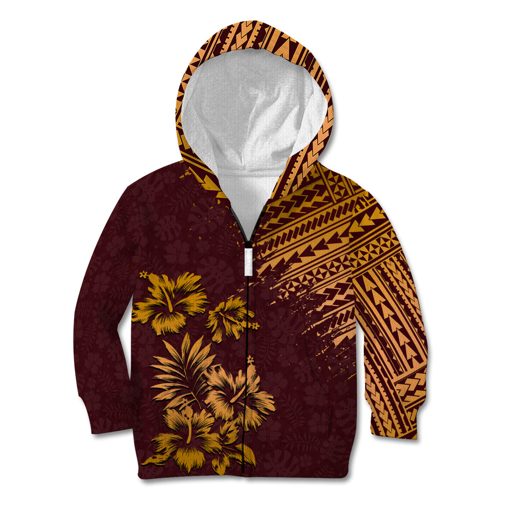 Hawaii Summer Kid Hoodie Mix Polynesian Brown LT6 - Polynesian Pride