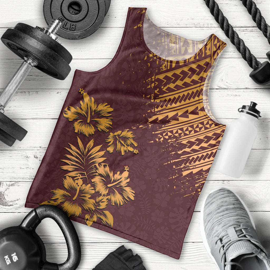 Hawaii Summer Men Tank Top Mix Polynesian Brown LT6 Brown - Polynesian Pride