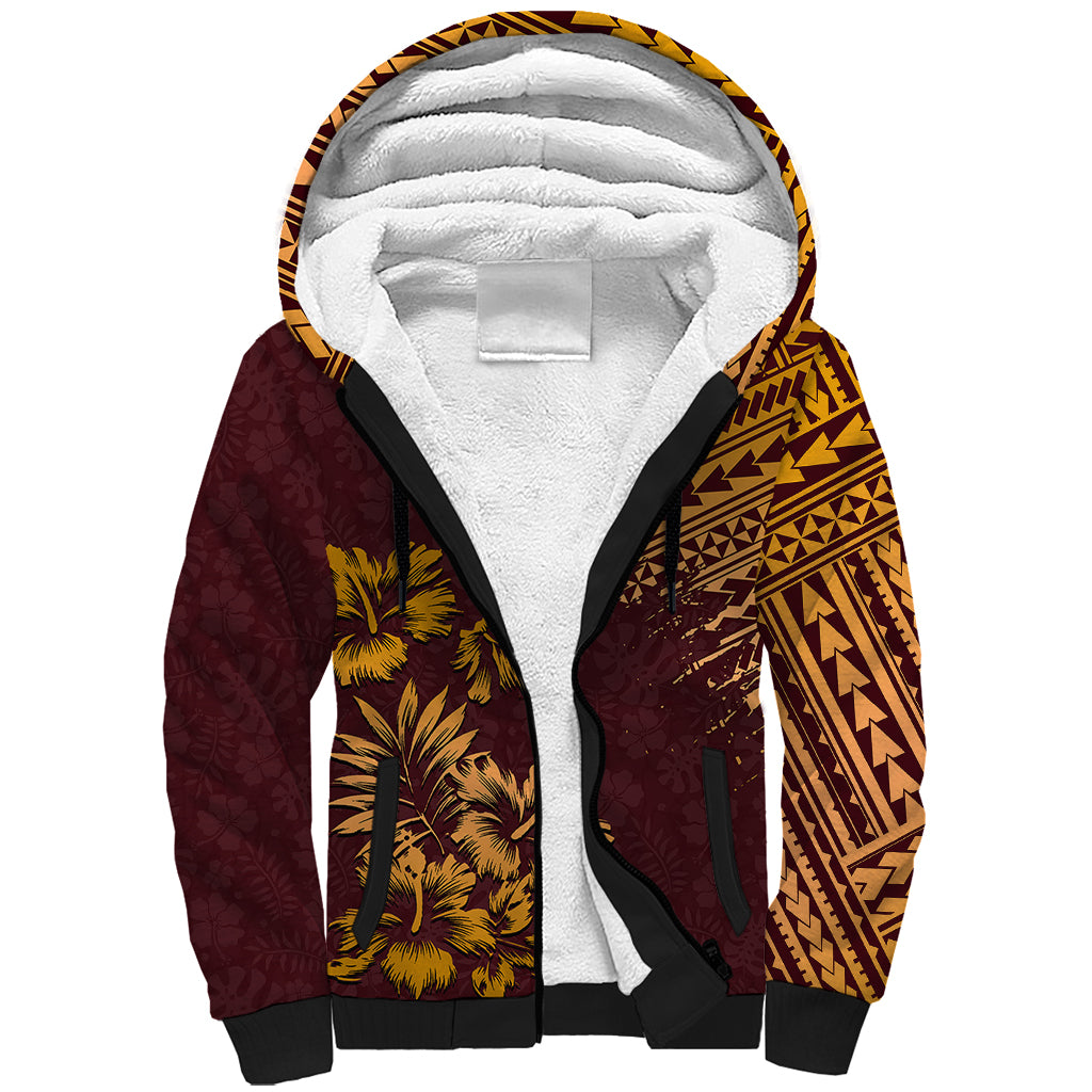 Hawaii Summer Sherpa Hoodie Mix Polynesian Brown LT6 Unisex Brown - Polynesian Pride