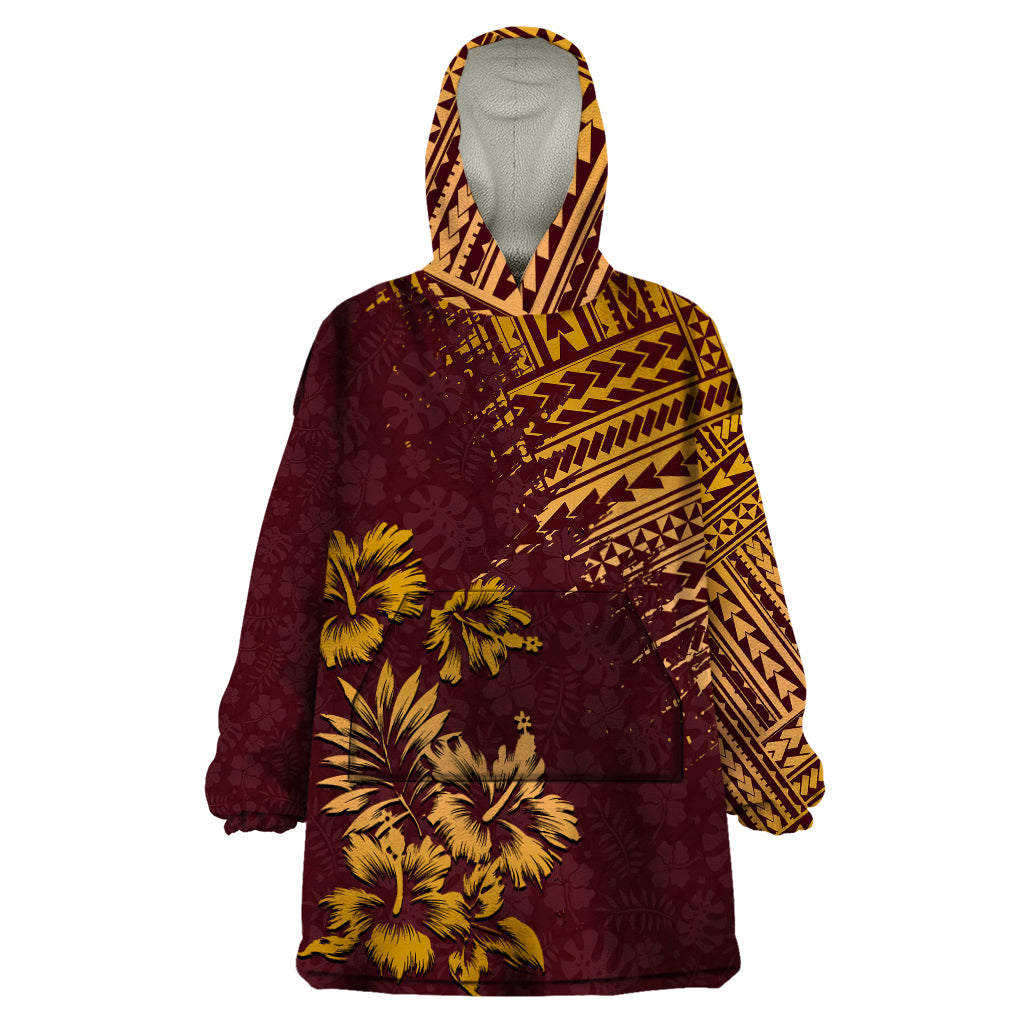 Hawaii Summer Wearable Blanket Hoodie Mix Polynesian Brown LT6 One Size Brown - Polynesian Pride