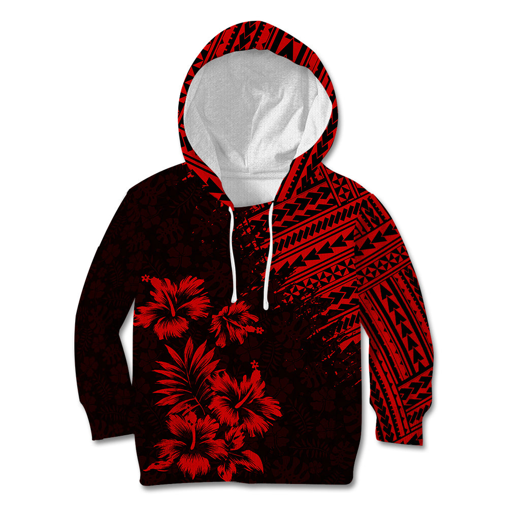 Hawaii Summer Kid Hoodie Mix Polynesian Black-Red LT6 Red - Polynesian Pride