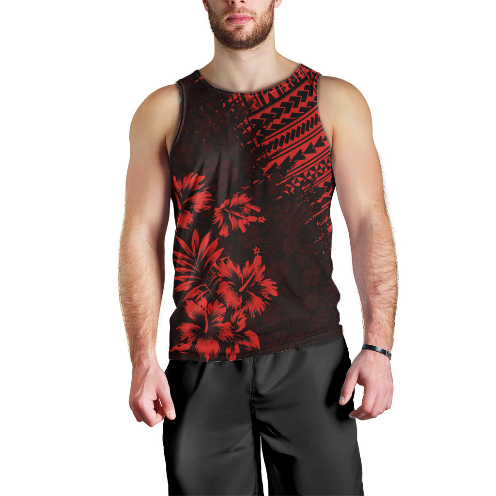 Hawaii Summer Men Tank Top Mix Polynesian Black-Red LT6 - Polynesian Pride