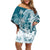 Polynesian Sea Turtle Off Shoulder Short Dress Tribal LT6 Women Blue - Polynesian Pride