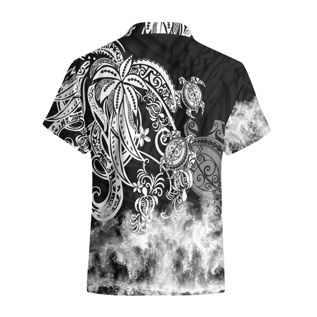 Polynesian Sea Turtle Hawaiian Shirt Tribal Black LT6 - Polynesian Pride