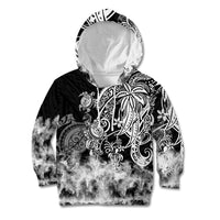 Polynesian Sea Turtle Kid Hoodie Tribal Black LT6 Hoodie Black - Polynesian Pride