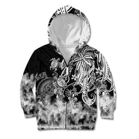 Polynesian Sea Turtle Kid Hoodie Tribal Black LT6 Zip Hoodie Black - Polynesian Pride