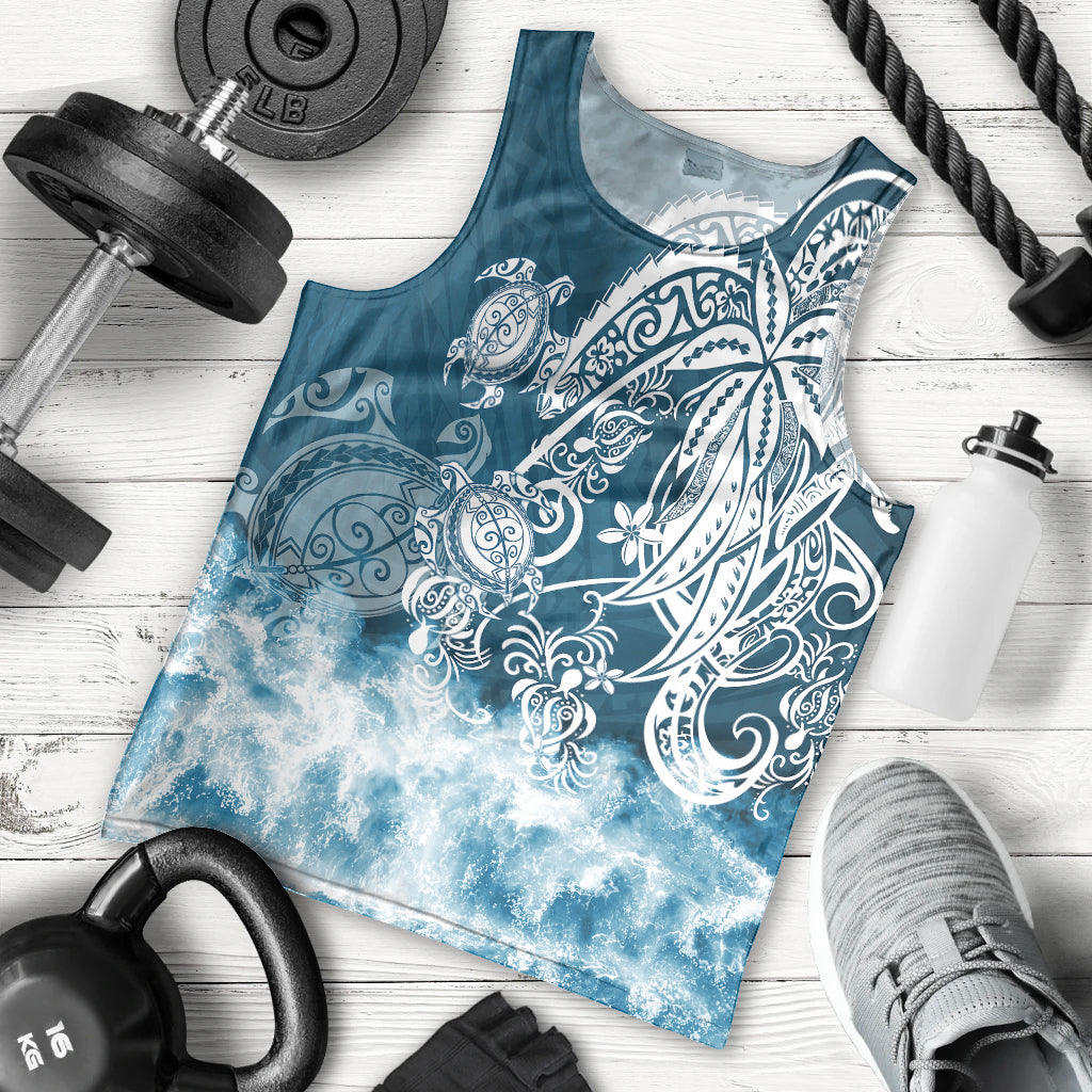 Polynesian Sea Turtle Men Tank Top Tribal Blue LT6 Blue - Polynesian Pride