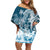 Polynesian Sea Turtle Off Shoulder Short Dress Tribal Blue LT6 Women Blue - Polynesian Pride