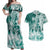 Polynesian Sea Turtle Couples Matching Off Shoulder Maxi Dress and Hawaiian Shirt Tribal Green LT6 Green - Polynesian Pride