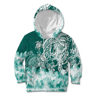 Polynesian Sea Turtle Kid Hoodie Tribal Green LT6 Hoodie Green - Polynesian Pride