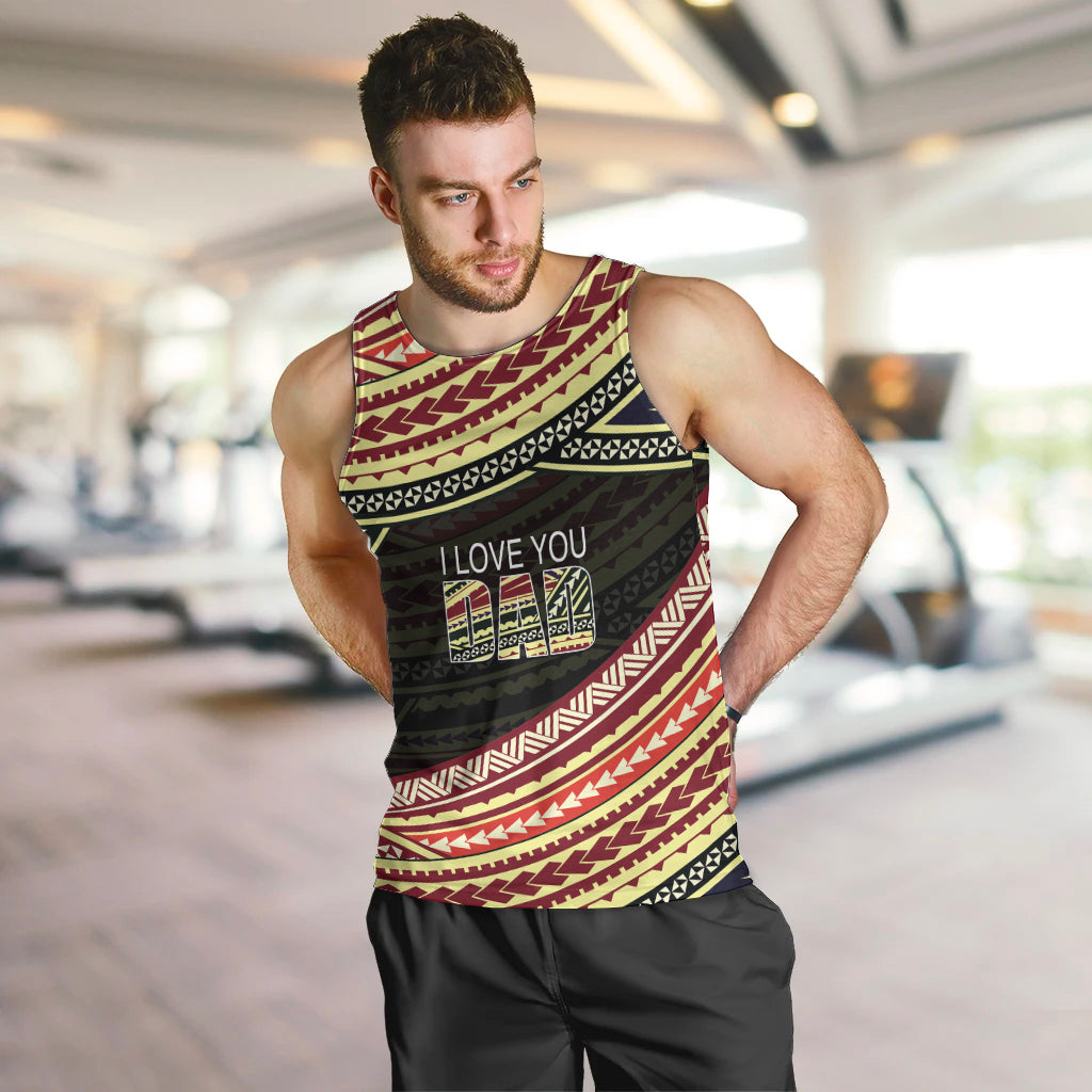 (Custom Personalised) Happy Fathers Day Polynesian Men Tank Top I Love You Dad LT6 - Polynesian Pride