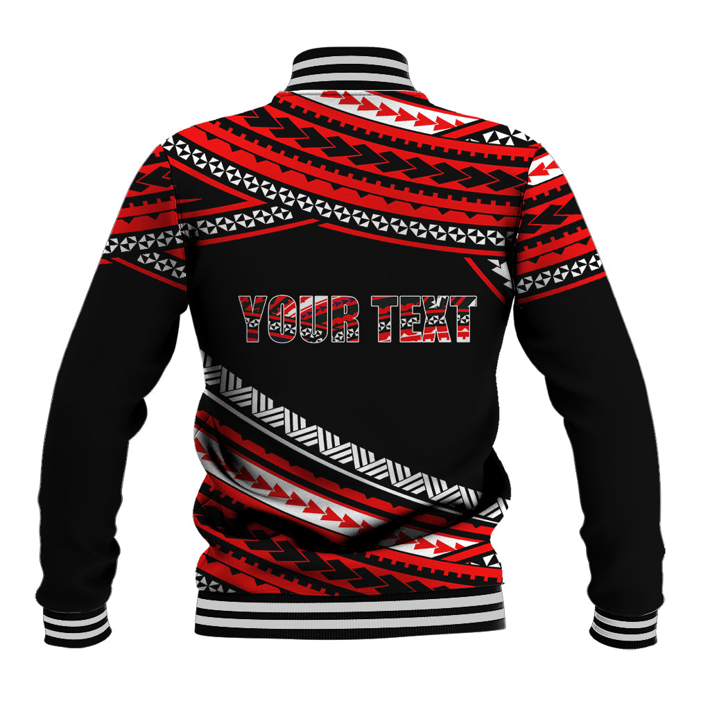 (Custom Personalised) Happy Fathers Day Polynesian Baseball Jacket I Love You Dad Red LT6 - Polynesian Pride