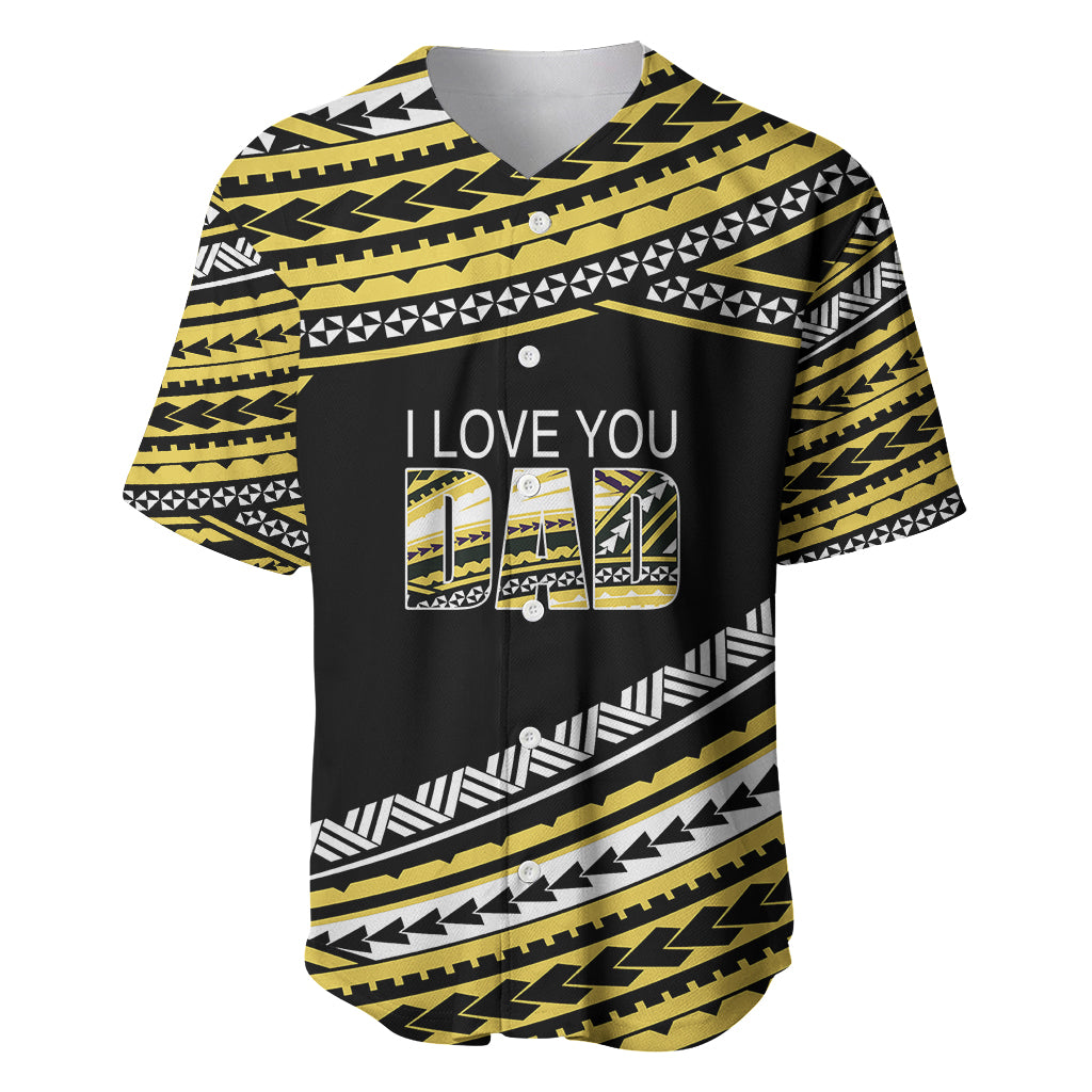 (Custom Personalised) Happy Fathers Day Polynesian Baseball Jersey I Love You Dad Gold LT6 Gold - Polynesian Pride