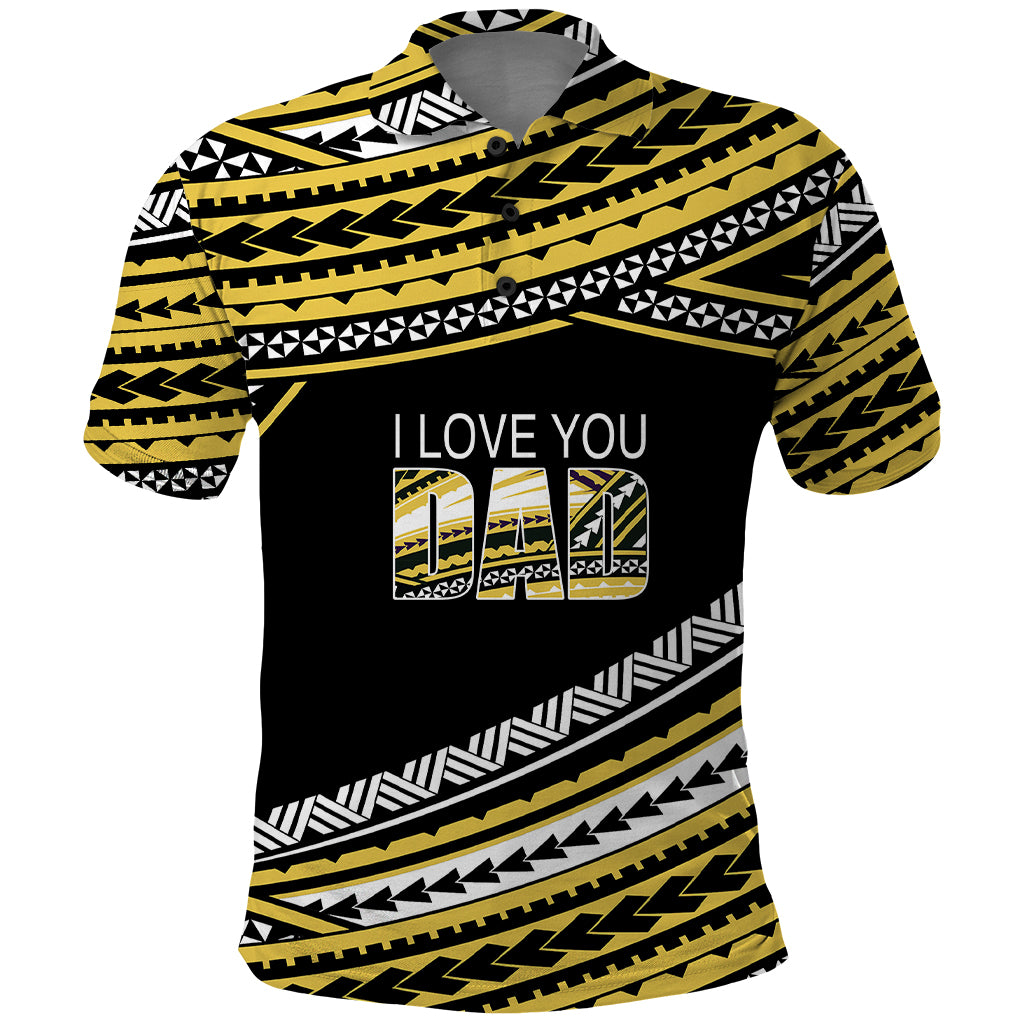 Custom Happy Fathers Day Polynesian Polo Shirt I Love You Dad Gold LT6 Gold - Polynesian Pride