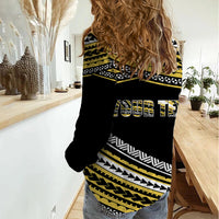 (Custom Personalised) Happy Fathers Day Polynesian Women Casual Shirt I Love You Dad Gold LT6 - Polynesian Pride