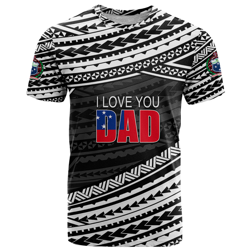 Custom Happy Fathers Day Samoa T Shirt I Love You Dad Black LT6 Black - Polynesian Pride