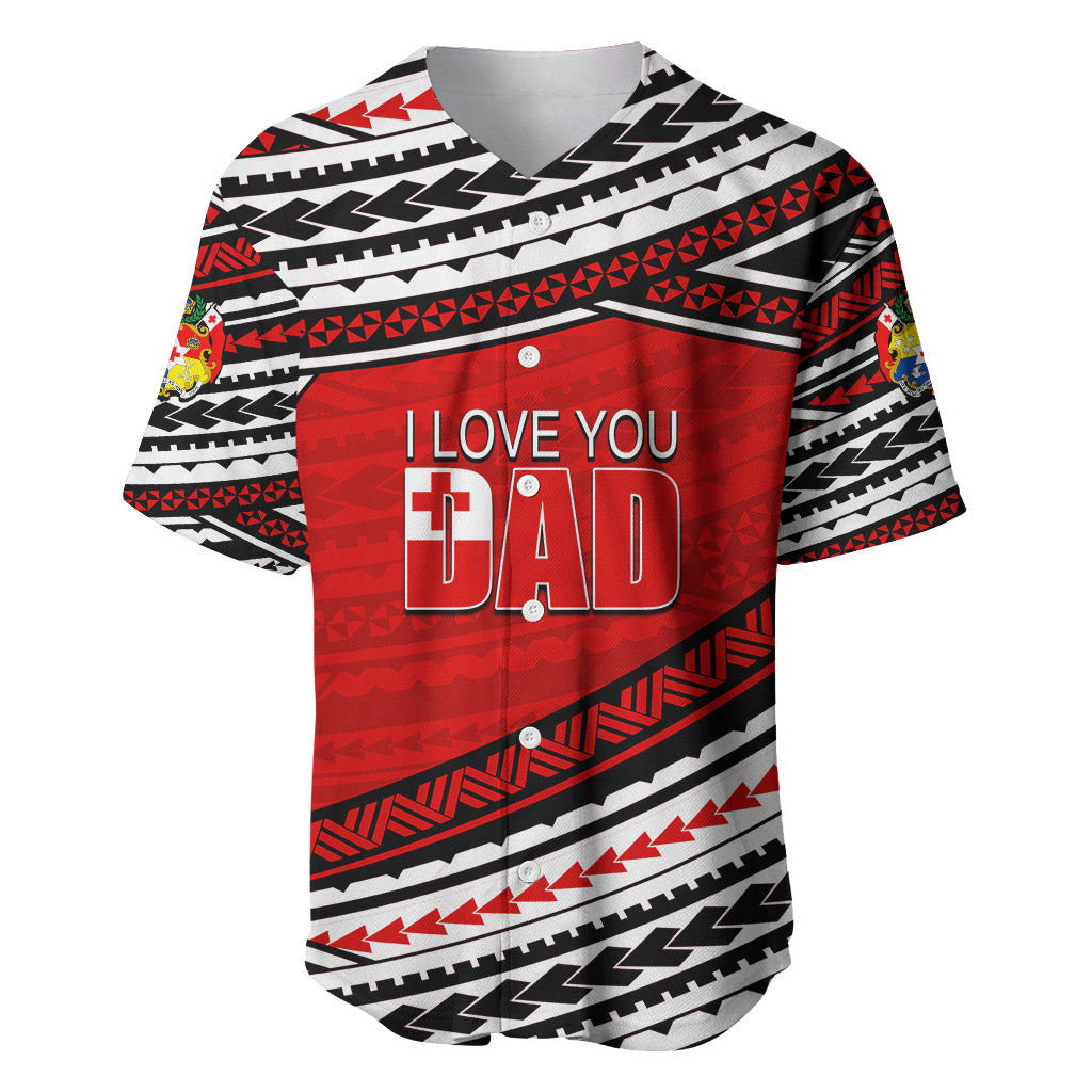 (Custom Personalised) Happy Fathers Day Tonga Baseball Jersey I Love You Dad LT6 Red - Polynesian Pride