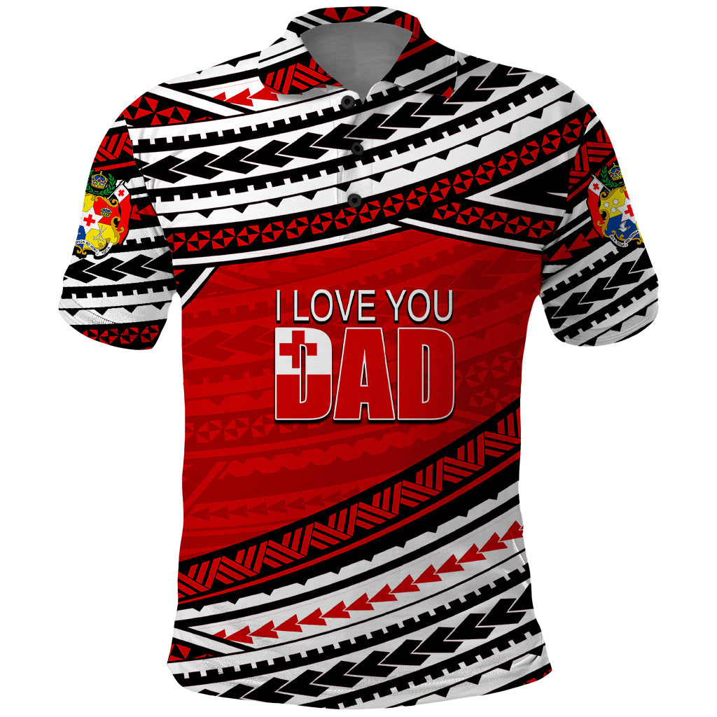 Custom Happy Fathers Day Tonga Polo Shirt I Love You Dad LT6 Red - Polynesian Pride