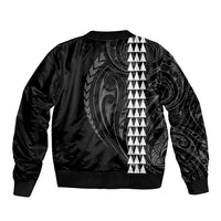 Polynesian Bomber Jacket Hawaiian Warrior and Aloha Girl With Hammerhead Shark Tattoos White LT6 - Polynesian Pride
