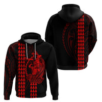 Polynesian Hoodie Hawaiian Warrior and Aloha Girl With Hammerhead Shark Tattoos Red LT6 - Polynesian Pride