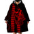 Polynesian Wearable Blanket Hoodie Hawaiian Warrior and Aloha Girl With Hammerhead Shark Tattoos Red LT6 - Polynesian Pride