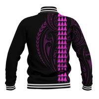 Polynesian Baseball Jacket Hawaiian Warrior and Aloha Girl With Hammerhead Shark Tattoos Purple LT6 - Polynesian Pride