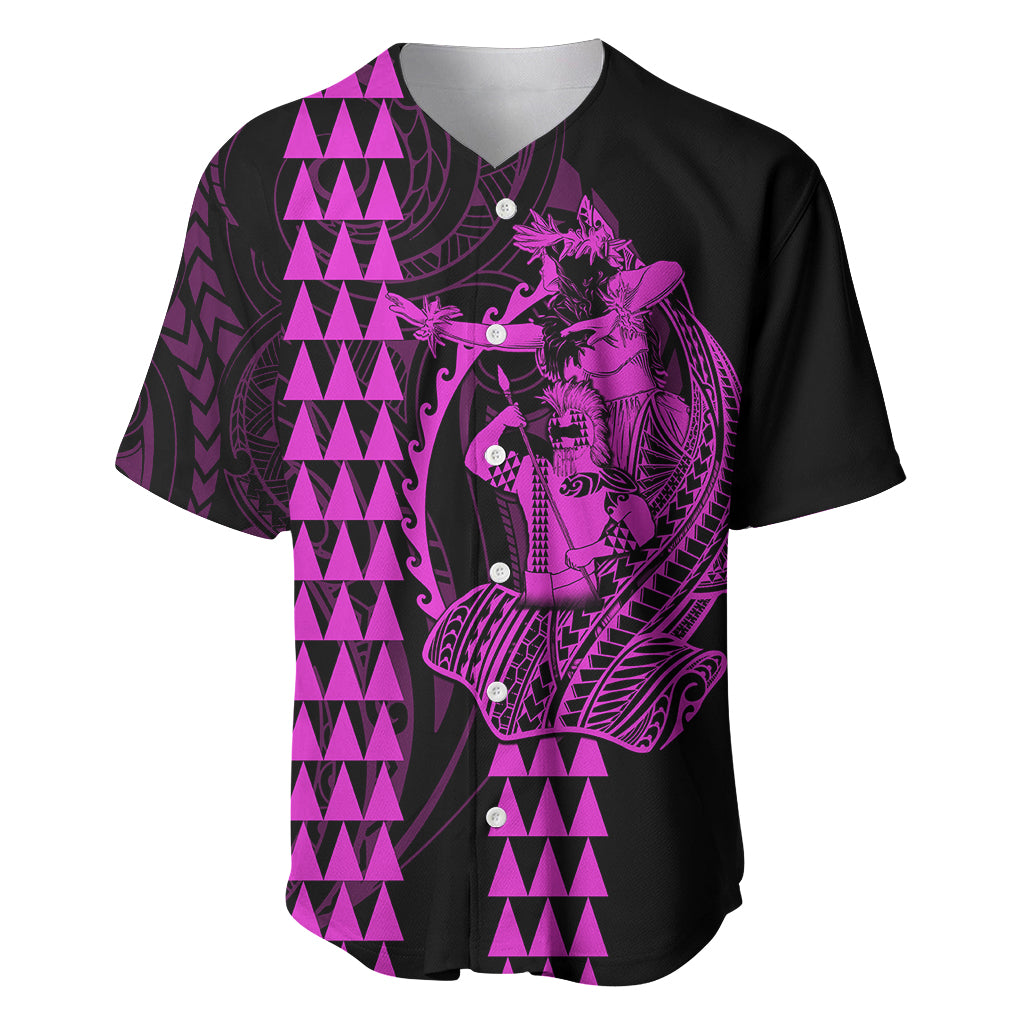 Polynesian Baseball Jersey Hawaiian Warrior and Aloha Girl With Hammerhead Shark Tattoos Purple LT6 Purple - Polynesian Pride