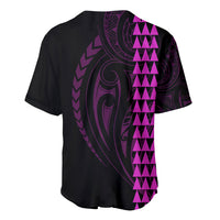 Polynesian Baseball Jersey Hawaiian Warrior and Aloha Girl With Hammerhead Shark Tattoos Purple LT6 - Polynesian Pride