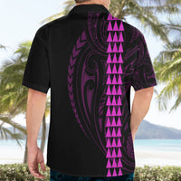 Polynesian Hawaiian Shirt Hawaiian Warrior and Aloha Girl With Hammerhead Shark Tattoos Purple LT6 - Polynesian Pride