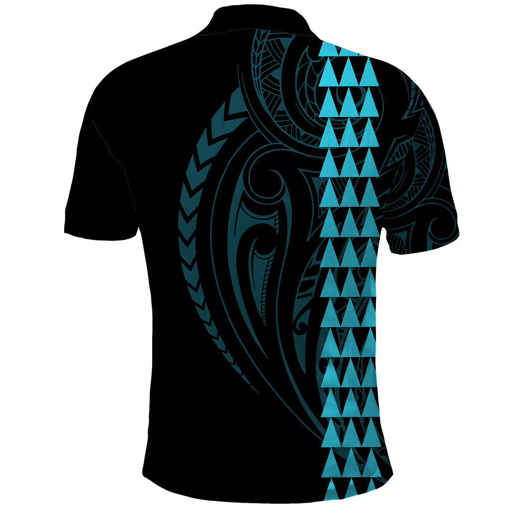 Polynesian Polo Shirt Hawaiian Warrior and Aloha Girl With Hammerhead Shark Tattoos Light Blue LT6 - Polynesian Pride
