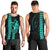 Polynesian Men Tank Top Hawaiian Warrior and Aloha Girl With Hammerhead Shark Tattoos Turquoise LT6 - Polynesian Pride