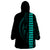 Polynesian Wearable Blanket Hoodie Hawaiian Warrior and Aloha Girl With Hammerhead Shark Tattoos Turquoise LT6 - Polynesian Pride