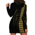 Polynesian Hoodie Dress Hawaiian Warrior and Aloha Girl With Hammerhead Shark Tattoos Gold LT6 - Polynesian Pride