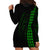 Polynesian Hoodie Dress Hawaiian Warrior and Aloha Girl With Hammerhead Shark Tattoos Green LT6 - Polynesian Pride