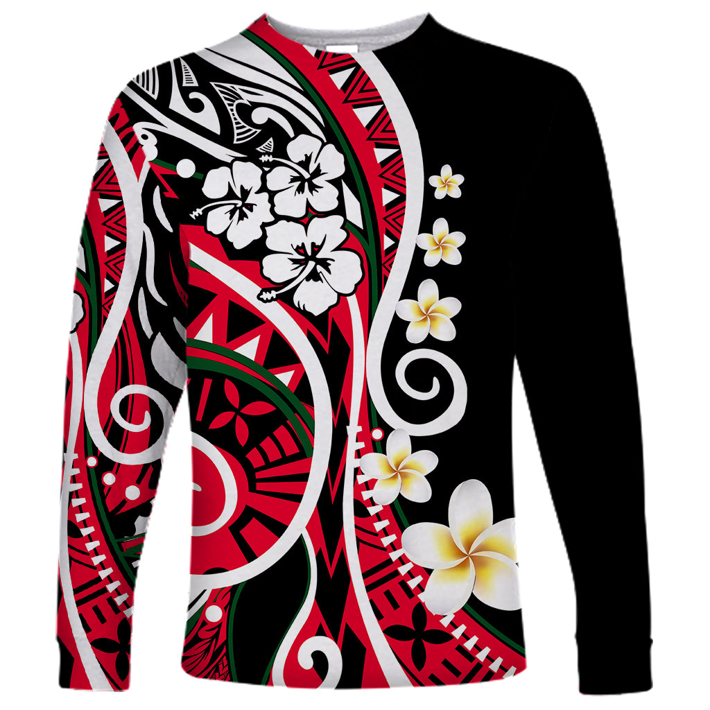 Plumeria Polynesian Long Sleeve Shirt Trending Red LT6 Unisex Red - Polynesian Pride