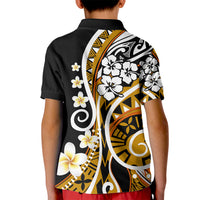 Plumeria Polynesian Kid Polo Shirt Trending Gold LT6 - Polynesian Pride