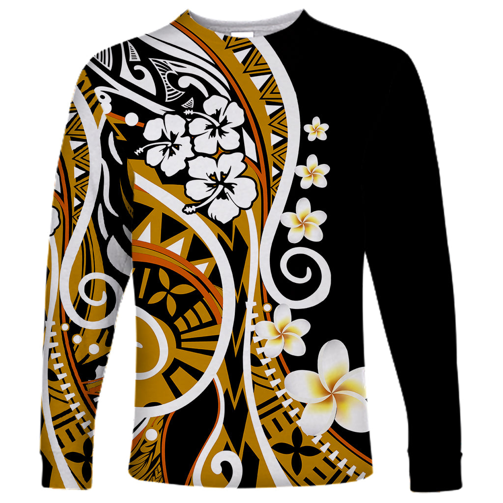 Plumeria Polynesian Long Sleeve Shirt Trending Gold LT6 Unisex Gold - Polynesian Pride